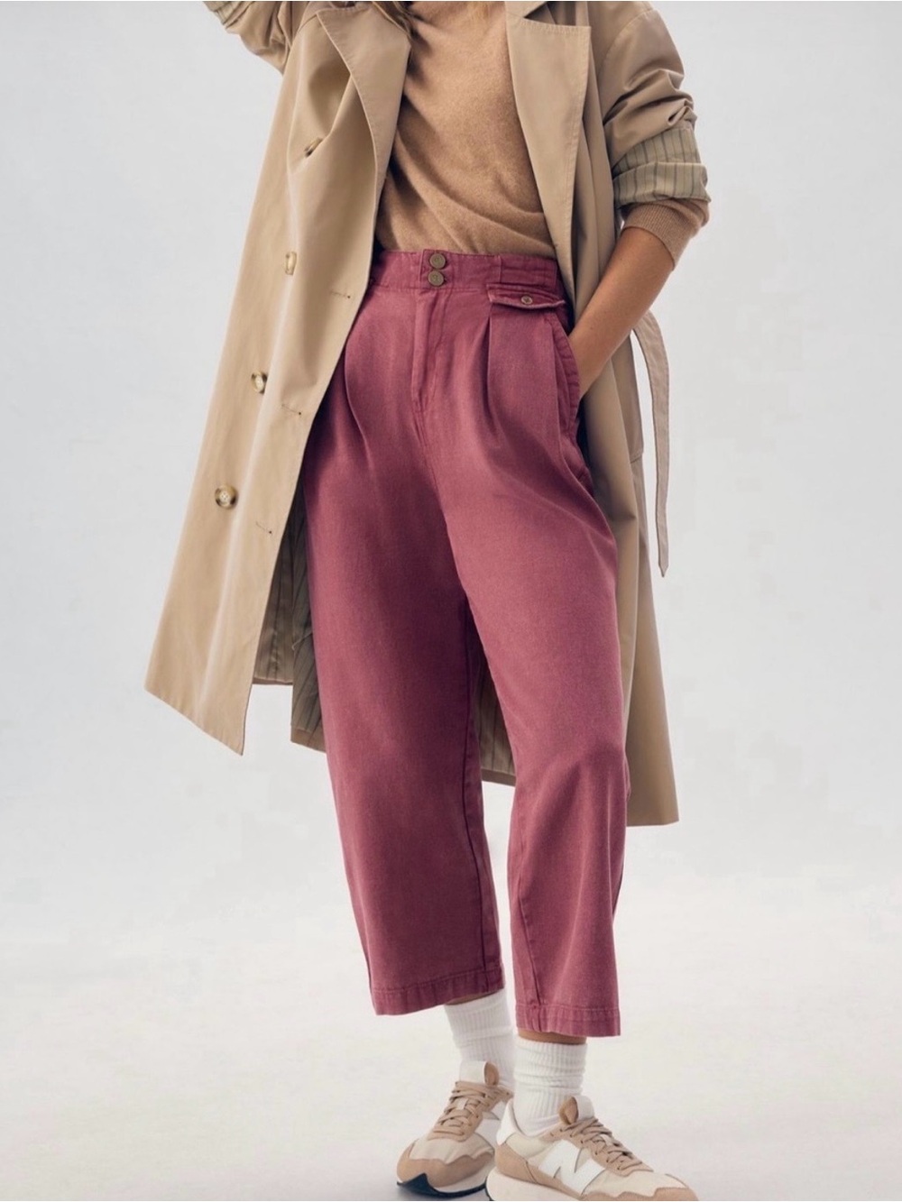Pilcro midrise cropped pleated pant roasted beet 26